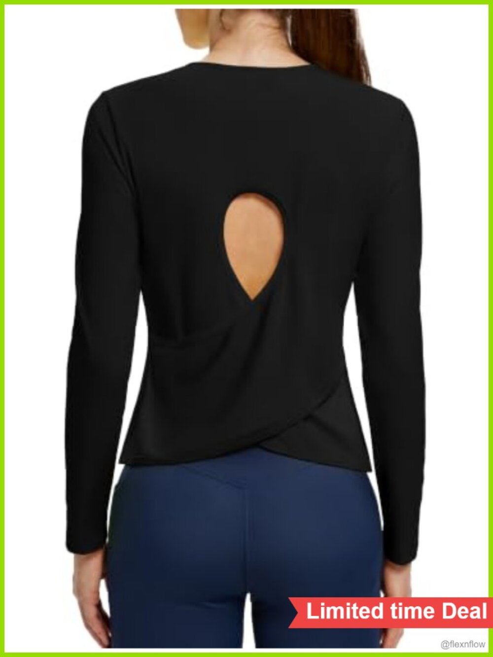 Open Back Workout Top Long Sleeve Crop Cross Back Gym Yoga Shirt